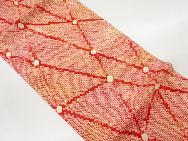 リサイクル　本総絞り抽象模様開き名古屋帯（額縁仕立て）